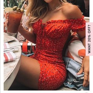 Red Ditsy Floral Dress- DUPE